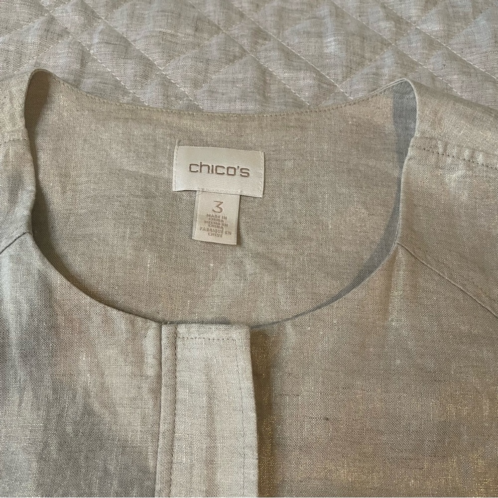 Chico’s Linen Metallic Gold Zip Up Front Jacket Size 3 / XL / 16 - Picture 4 of 16